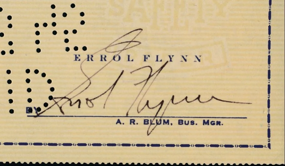 Errol Flynn - 1954 Signed Check w/ Quality 8x10 Studio Photo - Autograph, image 3