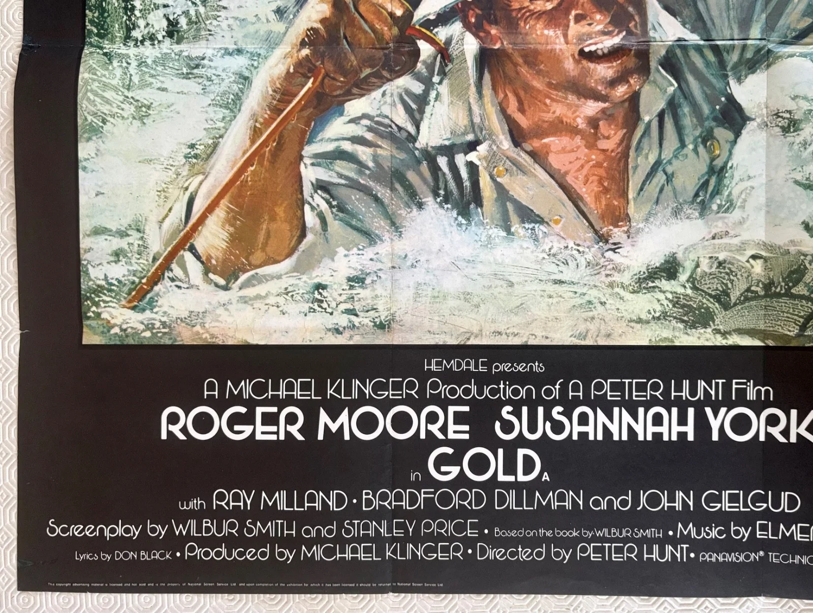 Gold Original 1974 Quad Poster Roger Moore Susannah York Bysouth art, изображение 2