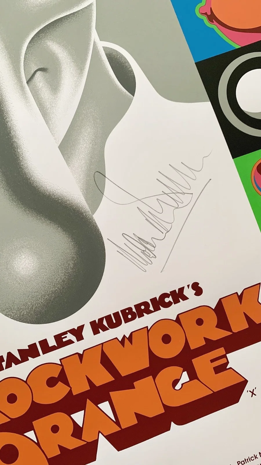 A Clockwork Orange Movie Poster By La Boca. Hand Signed Malcolm McDowell - MONDO, изображение 3