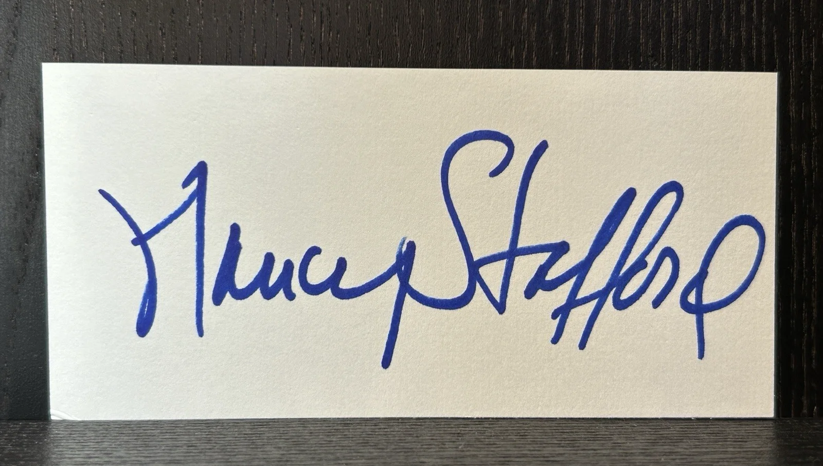 Nancy Stafford — NANCY STAFFORD SIGNED CUT CARD Original Actress Autograph MATLOCK WHOS THE BOSS