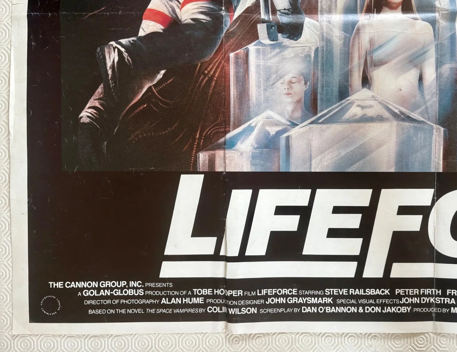 Lifeforce Original 1985 Quad Poster Tobe Hooper Steve Railsback Matilda May, изображение 2
