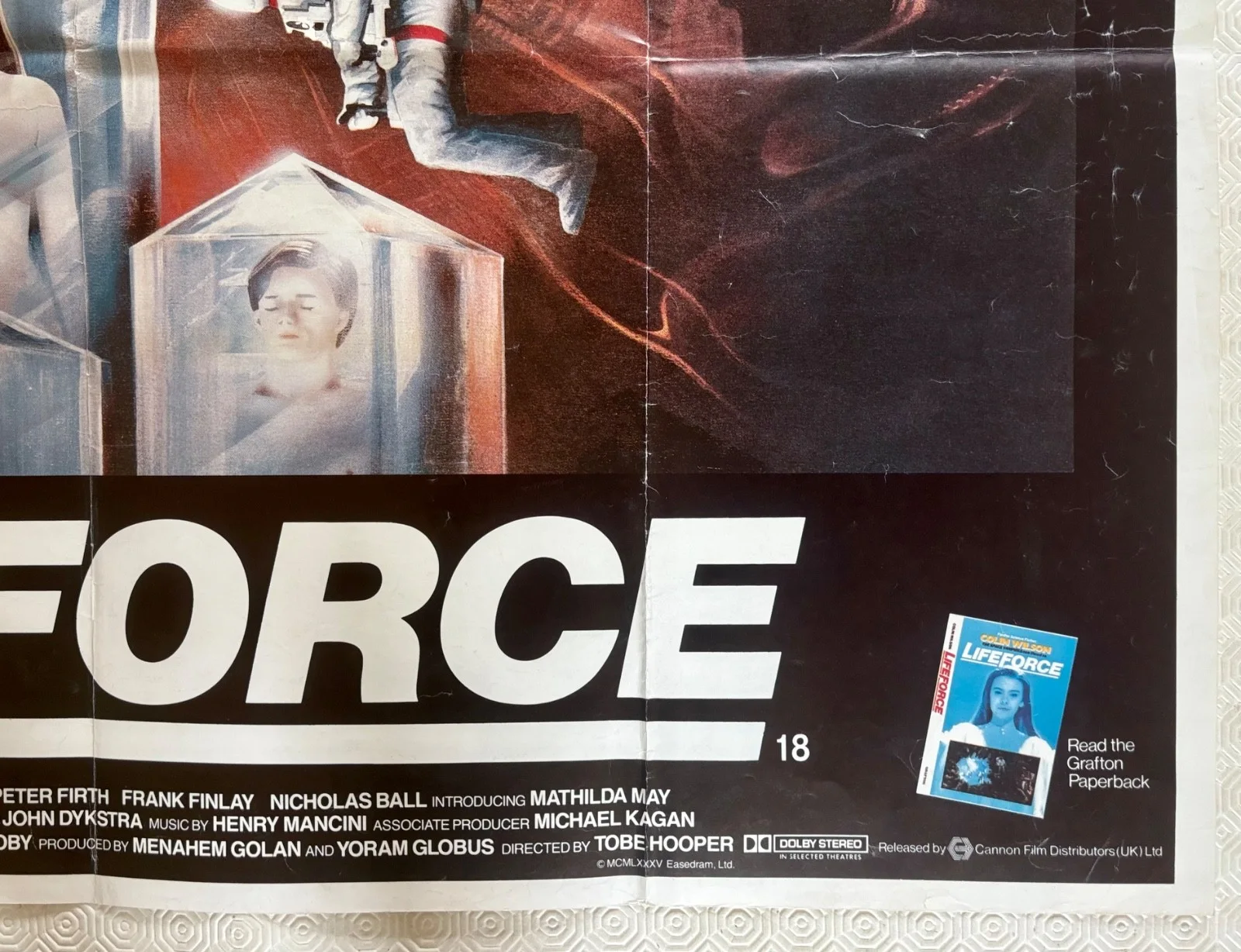 Lifeforce Original 1985 Quad Poster Tobe Hooper Steve Railsback Matilda May, изображение 3
