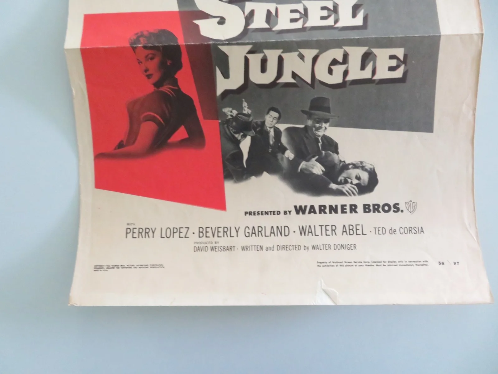 The Steel Jungle US Insert Poster Perry Lopez Beverly Garland 1956, изображение 4