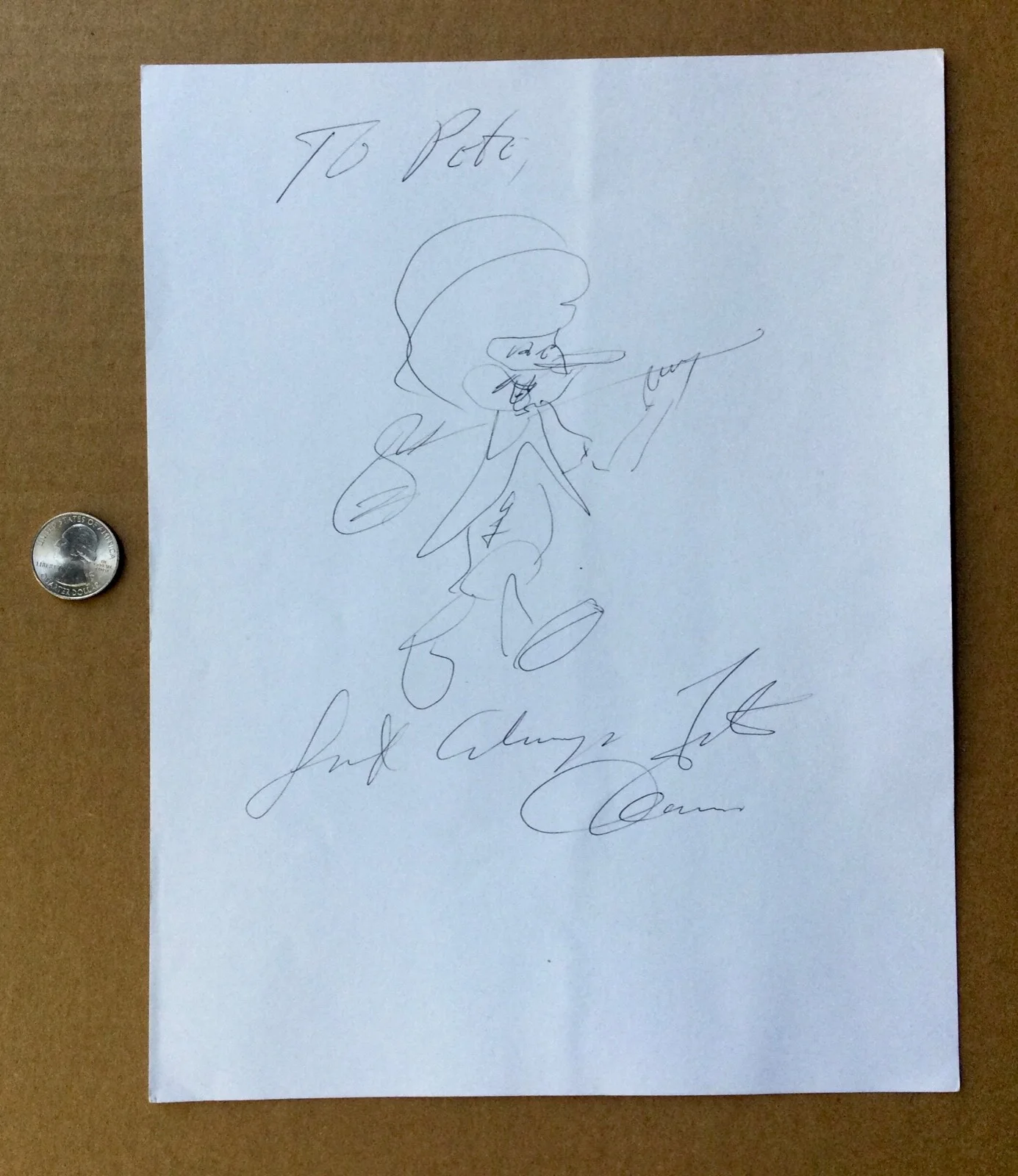 Fats Domino — FATS DOMINO 1928-2017 rare hand drawn sketch signed., image 2