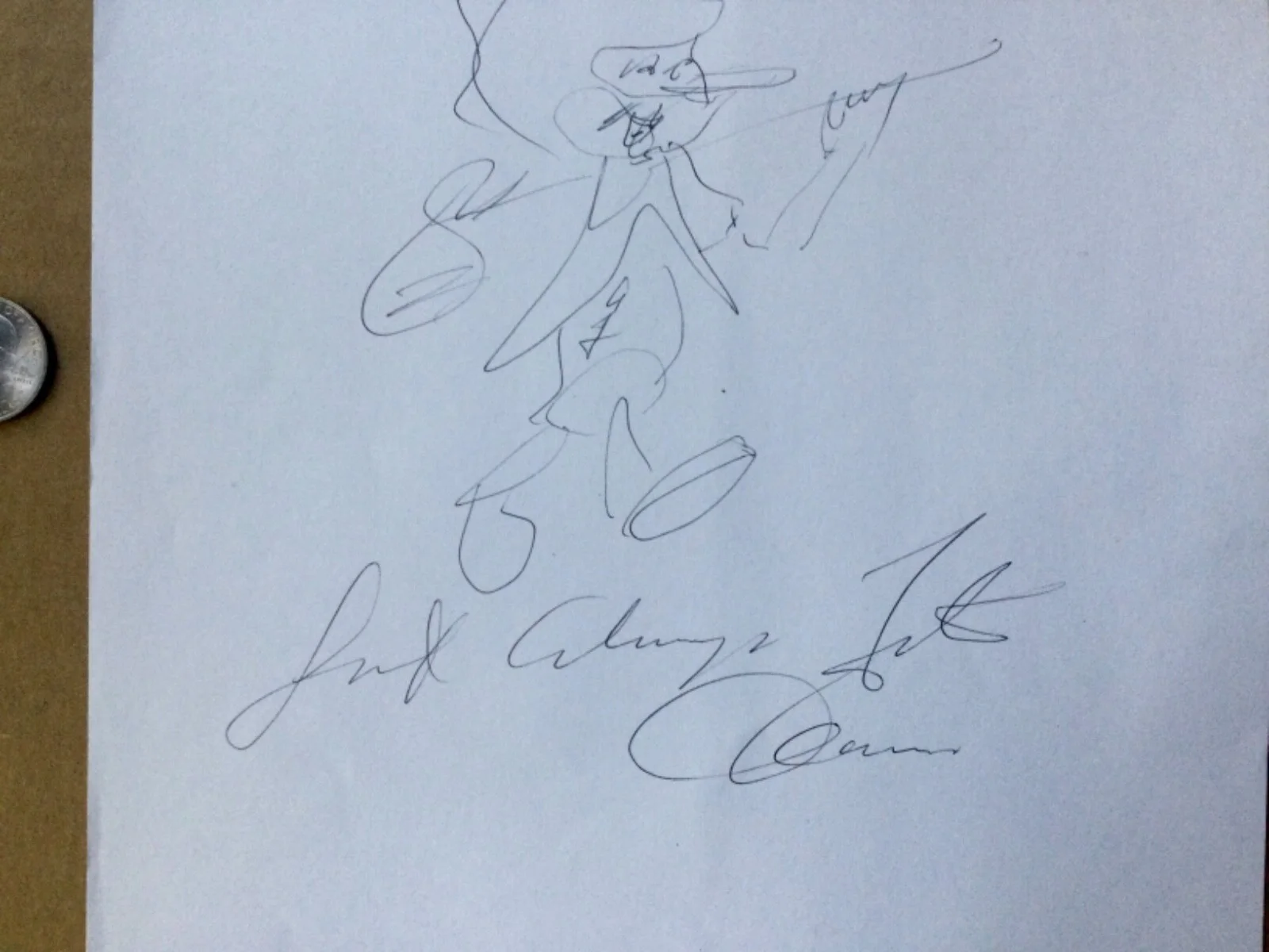 Fats Domino — FATS DOMINO 1928-2017 rare hand drawn sketch signed., image 4