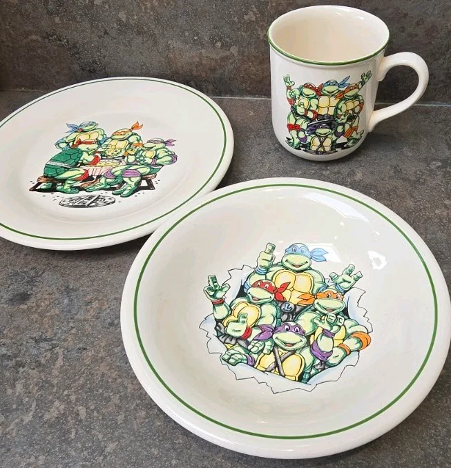 Vintage Hornsea 3 Piece Mug Bowl Plate Set TMHT Teenage Mutant Hero Turtles, изображение 3