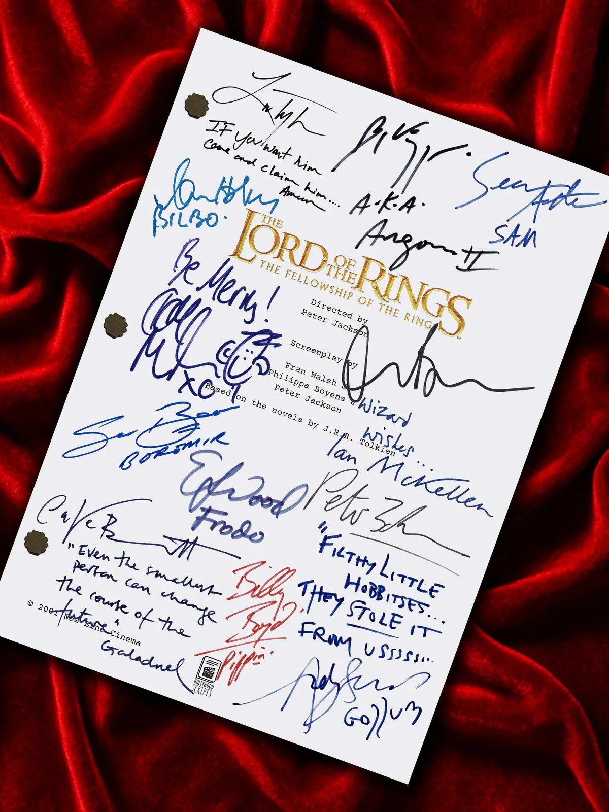 Fellowship Of The Ring Signed Movie Script, Lord of The Rings Reproduction, изображение 2