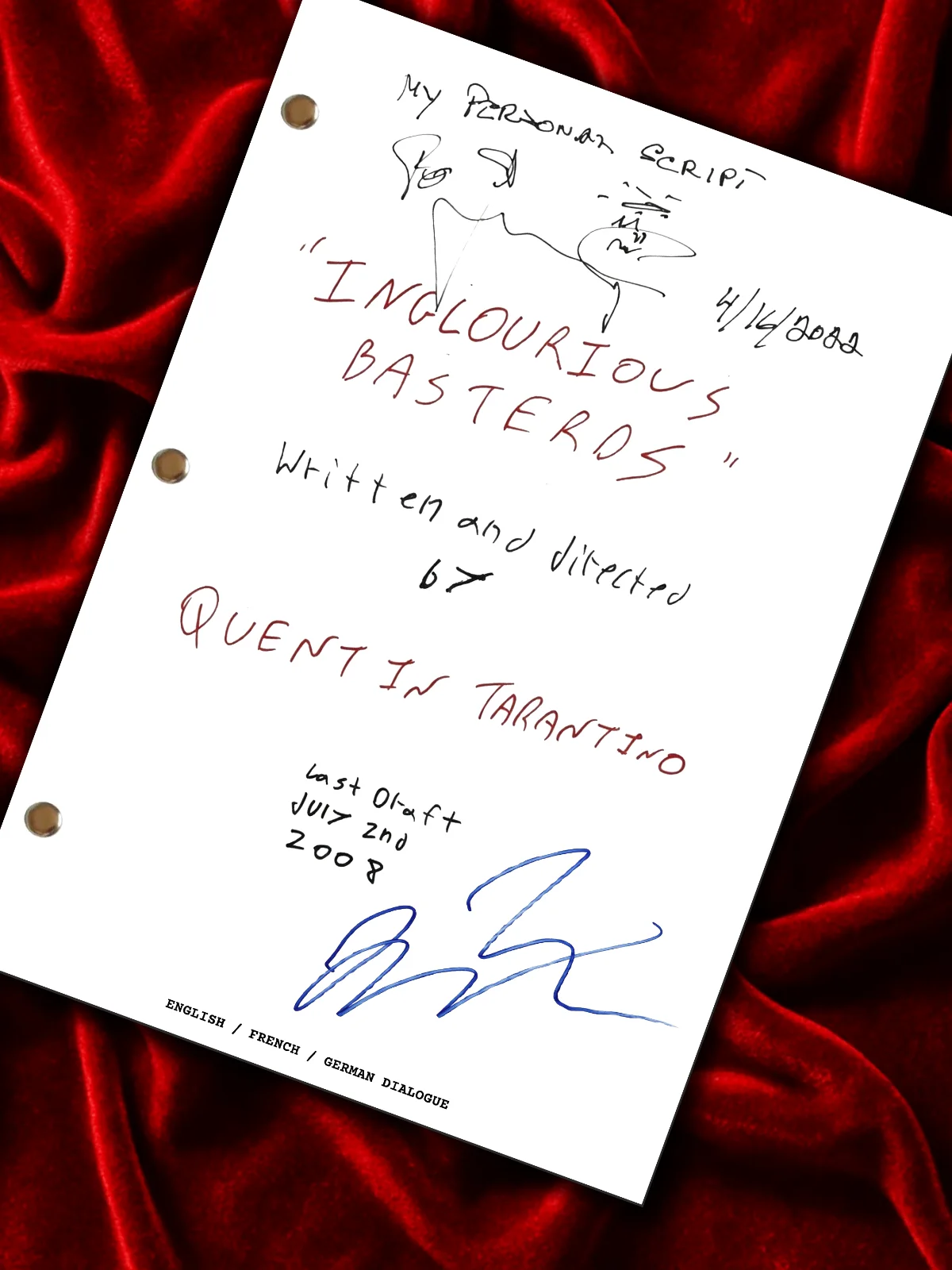 Inglourious Basterds Signed Movie Script, Full Screenplay Reproduction Tarantino, image 2