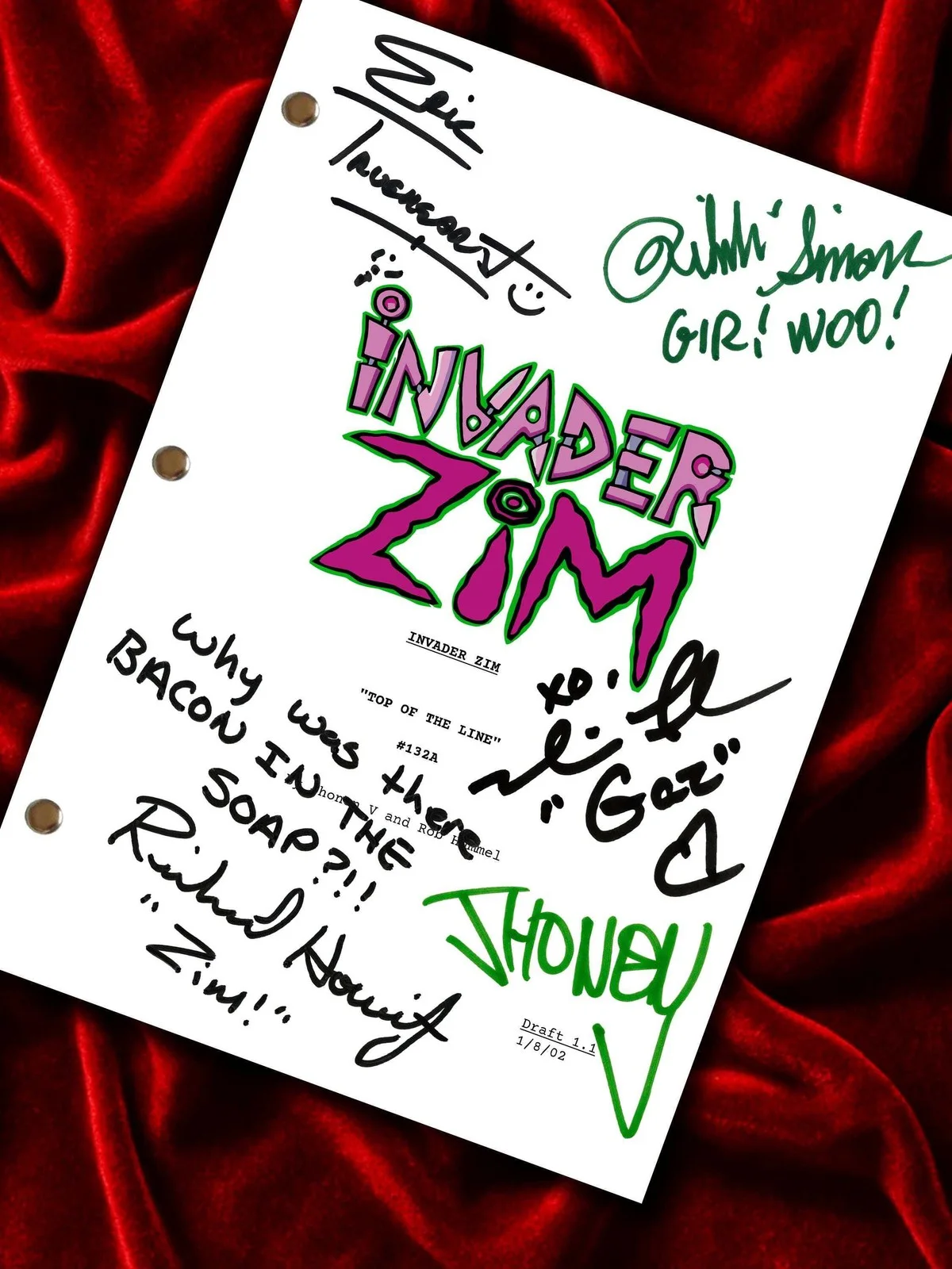 Invader Zim, Signed Top of the Line Script, Dib Membrane Framed Reproduction, изображение 3