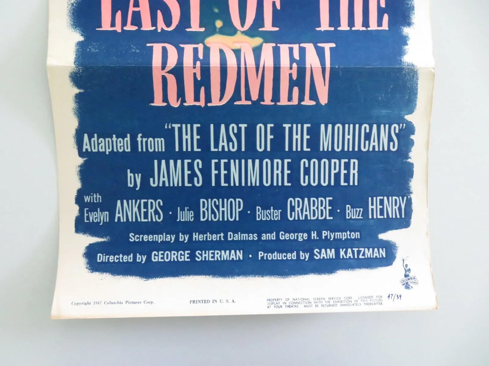 Last of the Redmen US Insert Poster Jon Hall Michael O'Shea 1947, изображение 4