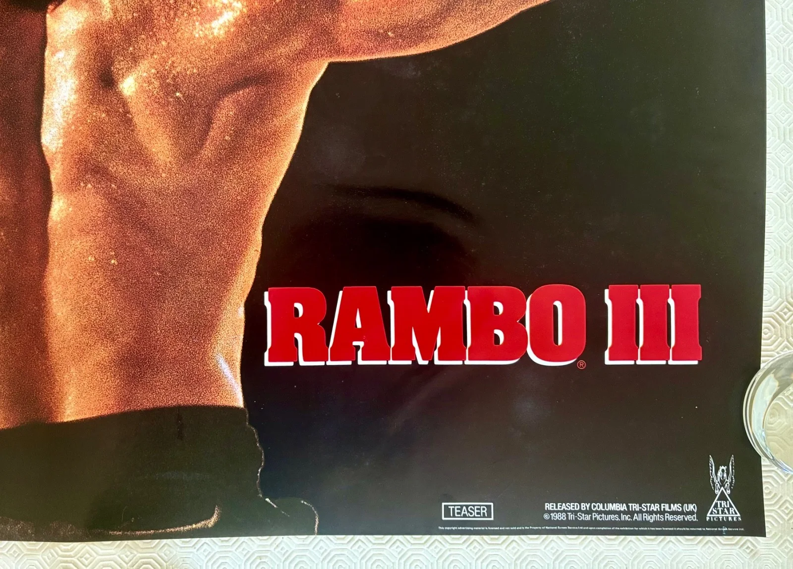 Rambo III Original 1988 advance teaser Quad Poster Sylvester Stallone, image 3