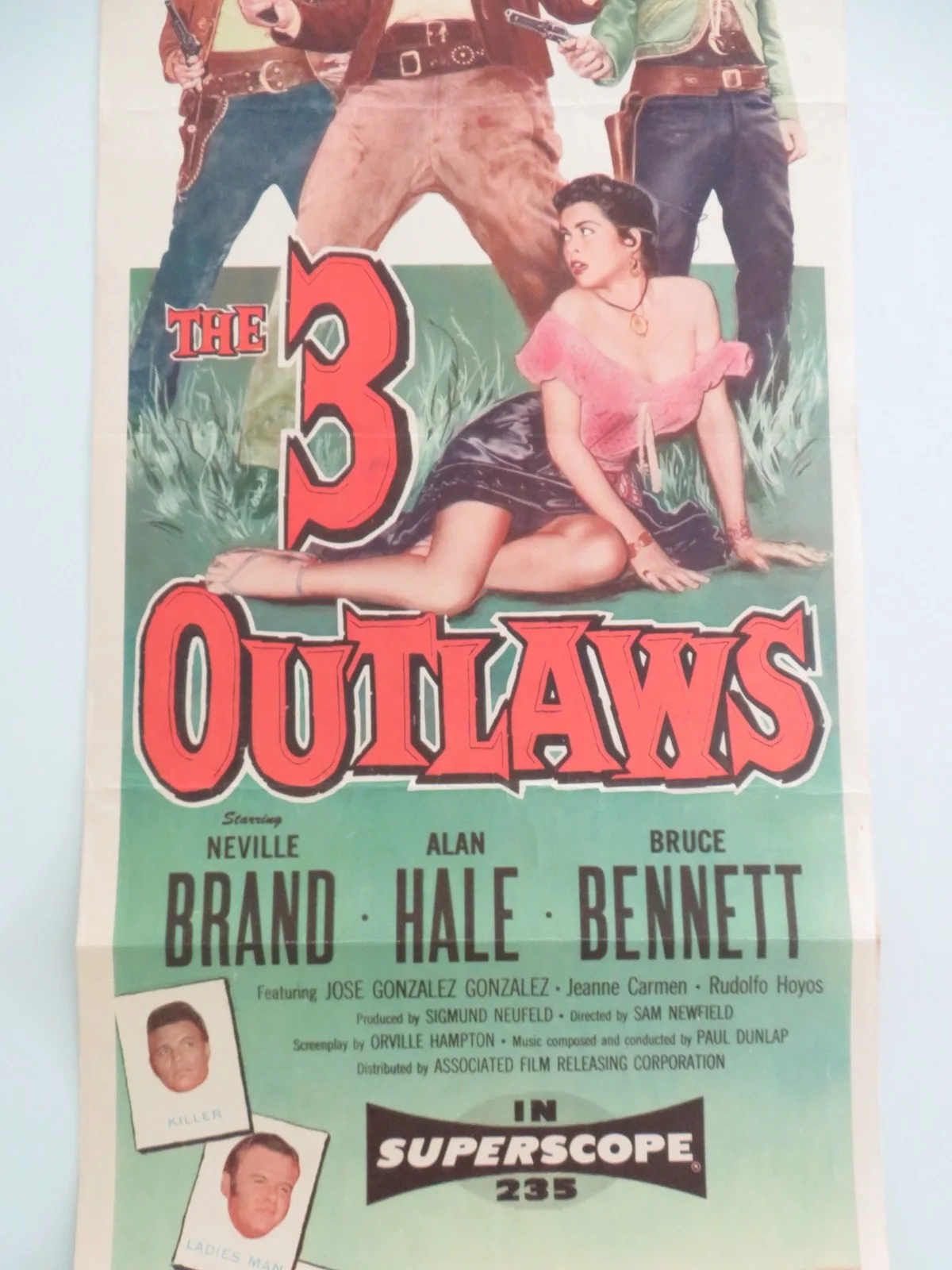 The Three Outlaws US Insert Poster Neville Brand Alan Hale 1956, image 3