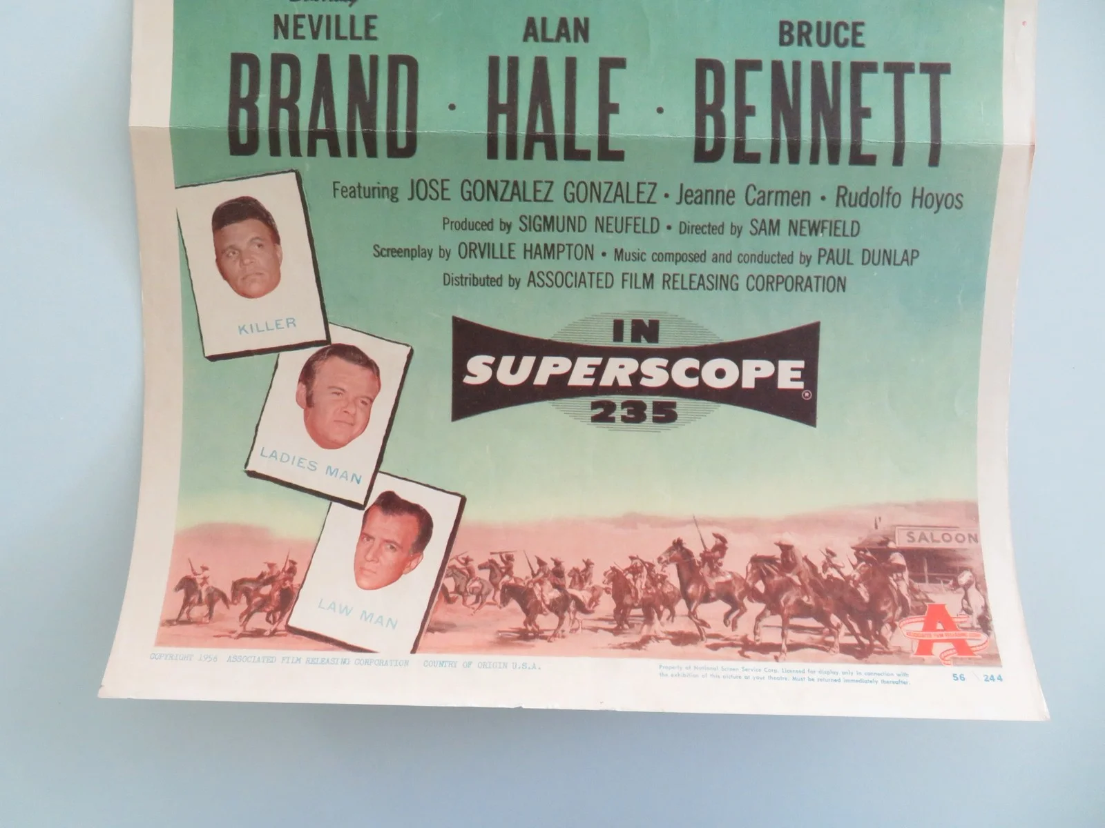 The Three Outlaws US Insert Poster Neville Brand Alan Hale 1956, image 4
