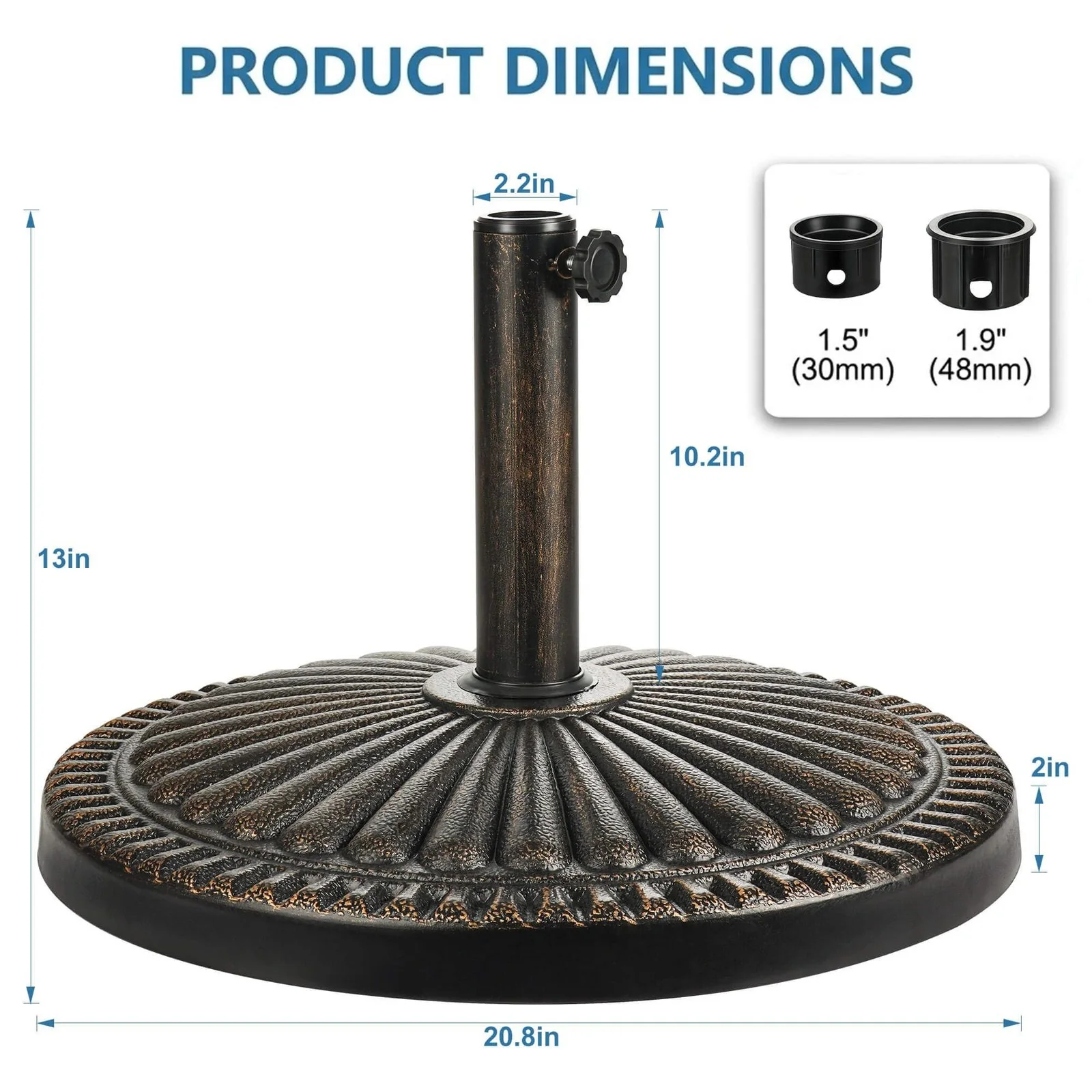 Jarka&Co Patio Umbrella Stand - 40 lbs 20.8" Heavy Duty Outdoor Umbrella Base..., изображение 2