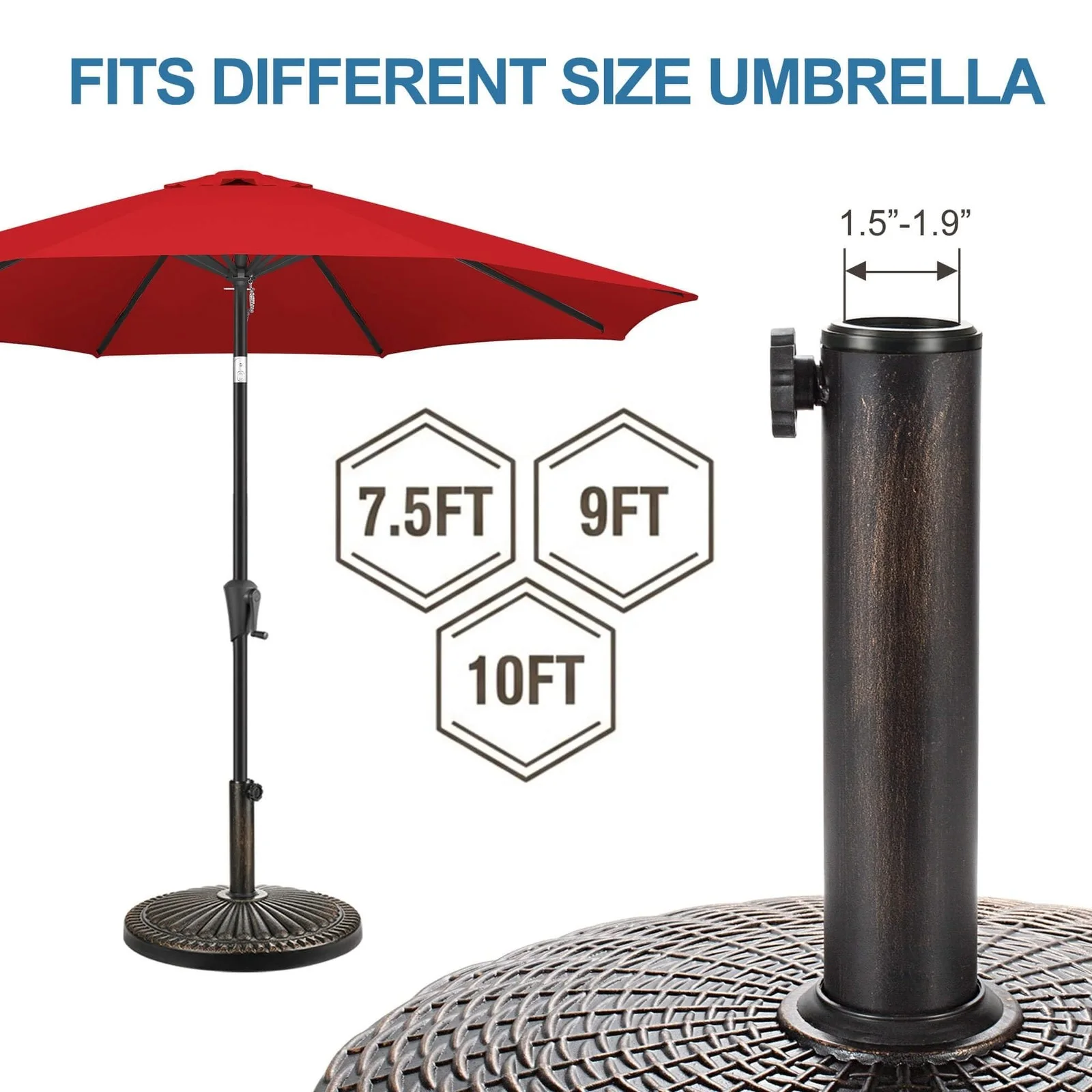 Jarka&Co Patio Umbrella Stand - 40 lbs 20.8" Heavy Duty Outdoor Umbrella Base..., изображение 3