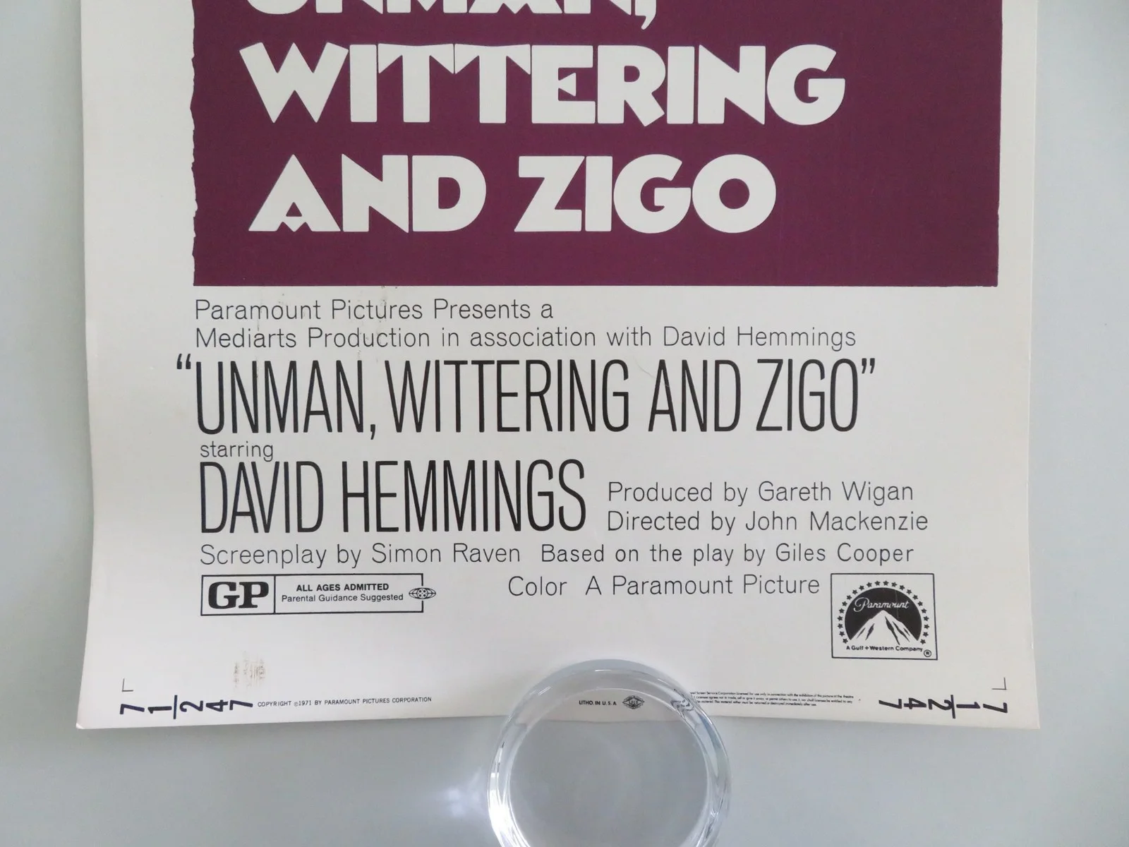 Unman, Wittering and Zigo US Insert Poster David Hemmings Douglas Wilmer 1971, image 4