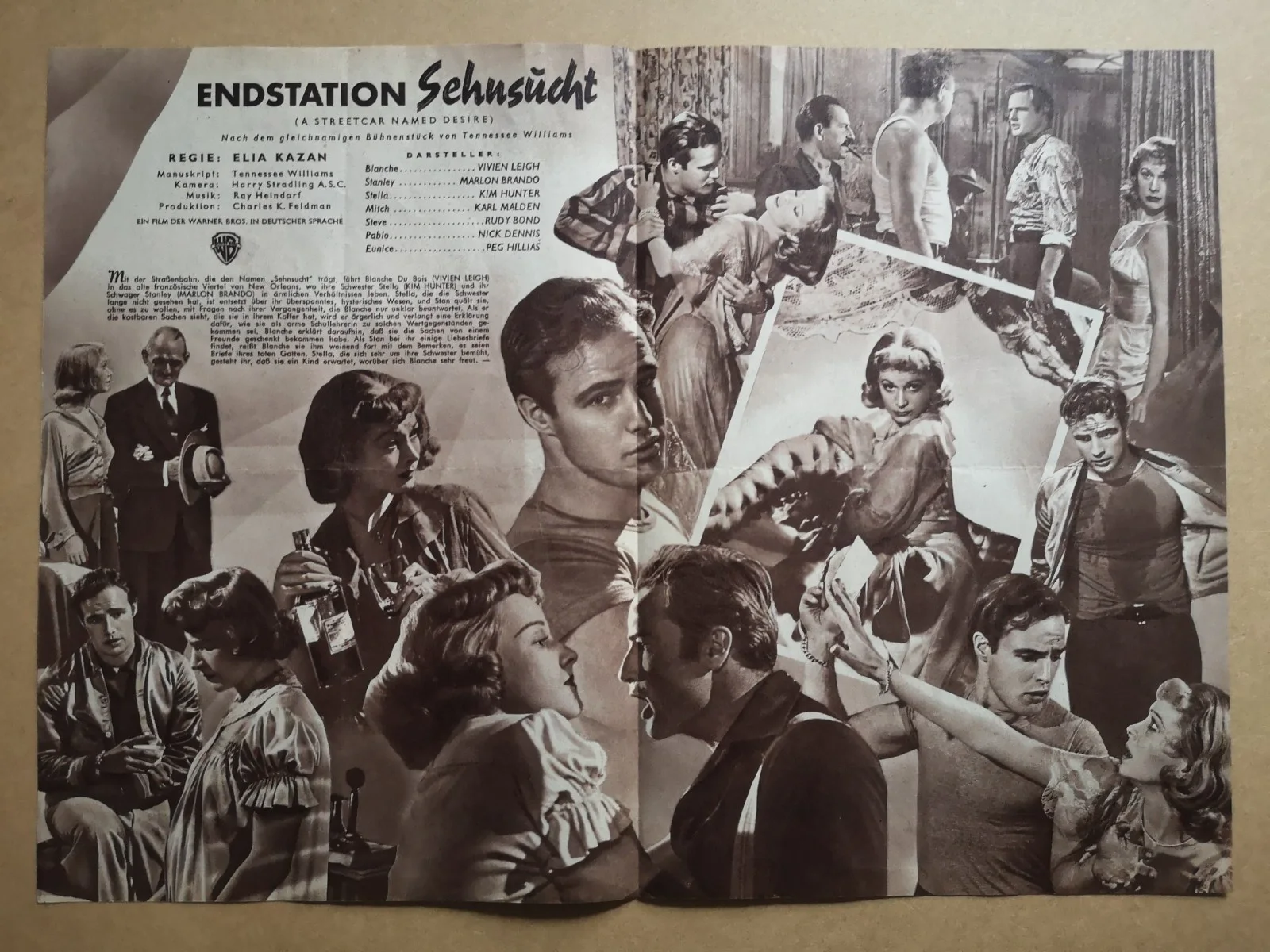 Marlon Brando Vivien Leigh Streetcar ... vintage film programme in German, изображение 2