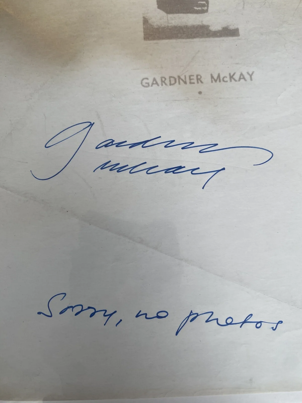 Gardner McKay Actor / Writer Signed Piece Of Paper With Photo Stamp On It, image 2