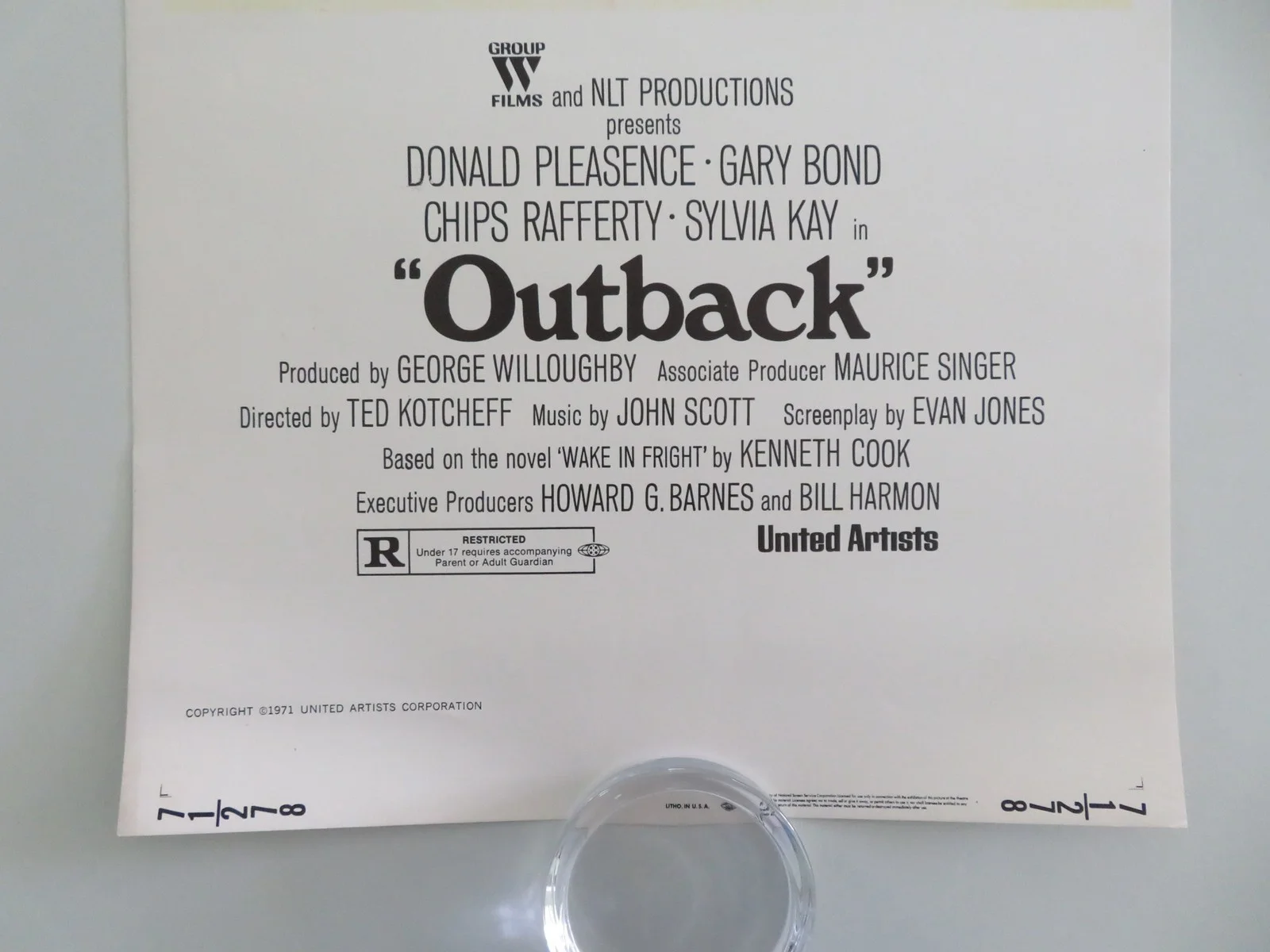 Wake In Fright US Insert Poster Donald Pleasence Gary Bond 1971, изображение 4