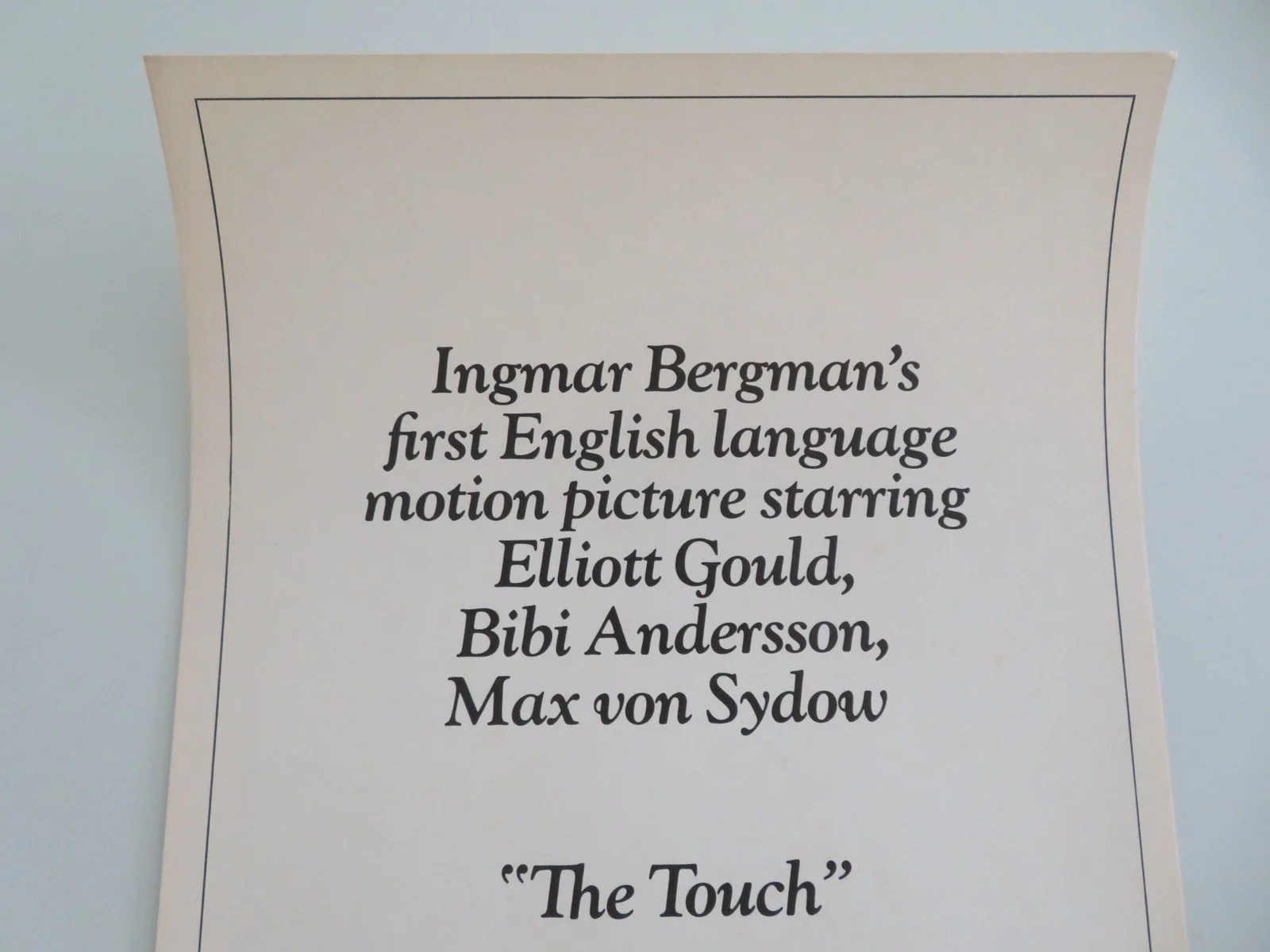 The Touch US Insert Poster Elliott Gould Bibi Andersson Max Von Sydow 1971, image 2