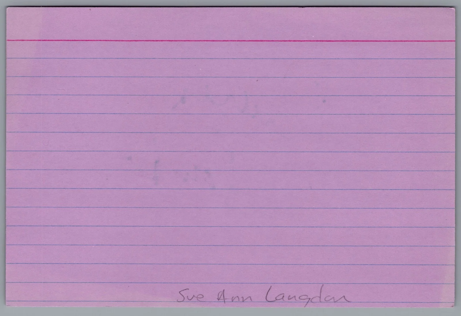 Sue Ane Langdon — Sue Ane Langdon Signed 4x6 Index Card Frankie And Johnny Autographed, изображение 2