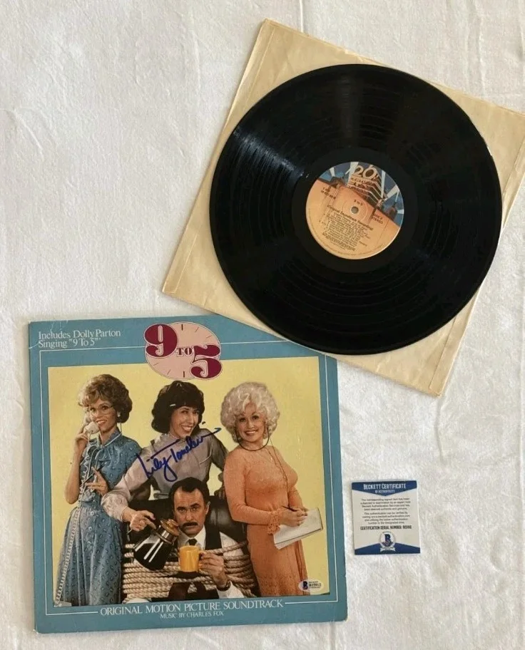 Lily Tomlin Signed 9 to 5 Soundtrack LP Album Record Beckett COA Autograph, изображение 3