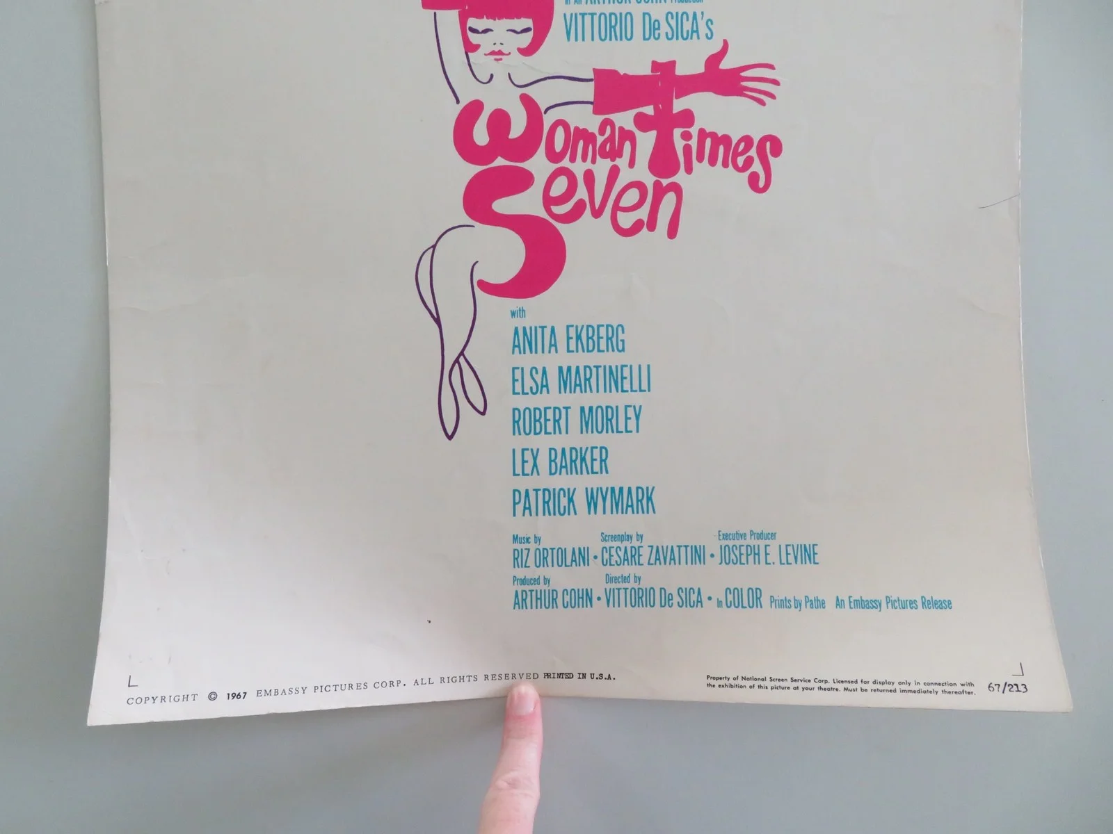 Woman Times Seven US Insert Poster Shirley Maclaine Peter Sellers 1967, изображение 4