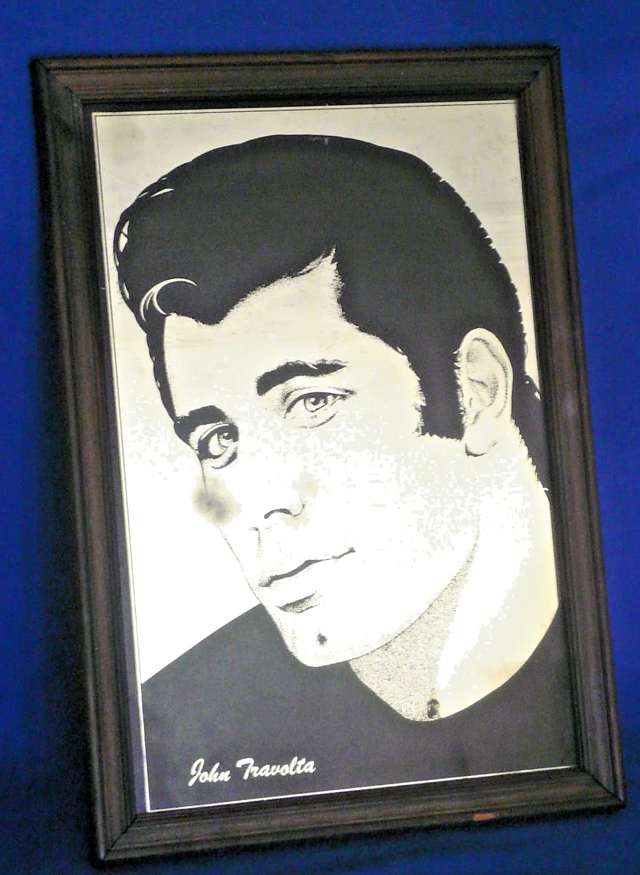 Late 1970s John Travolta Picture Mirror Danny Zuko from 1978 Grease Film, image 2