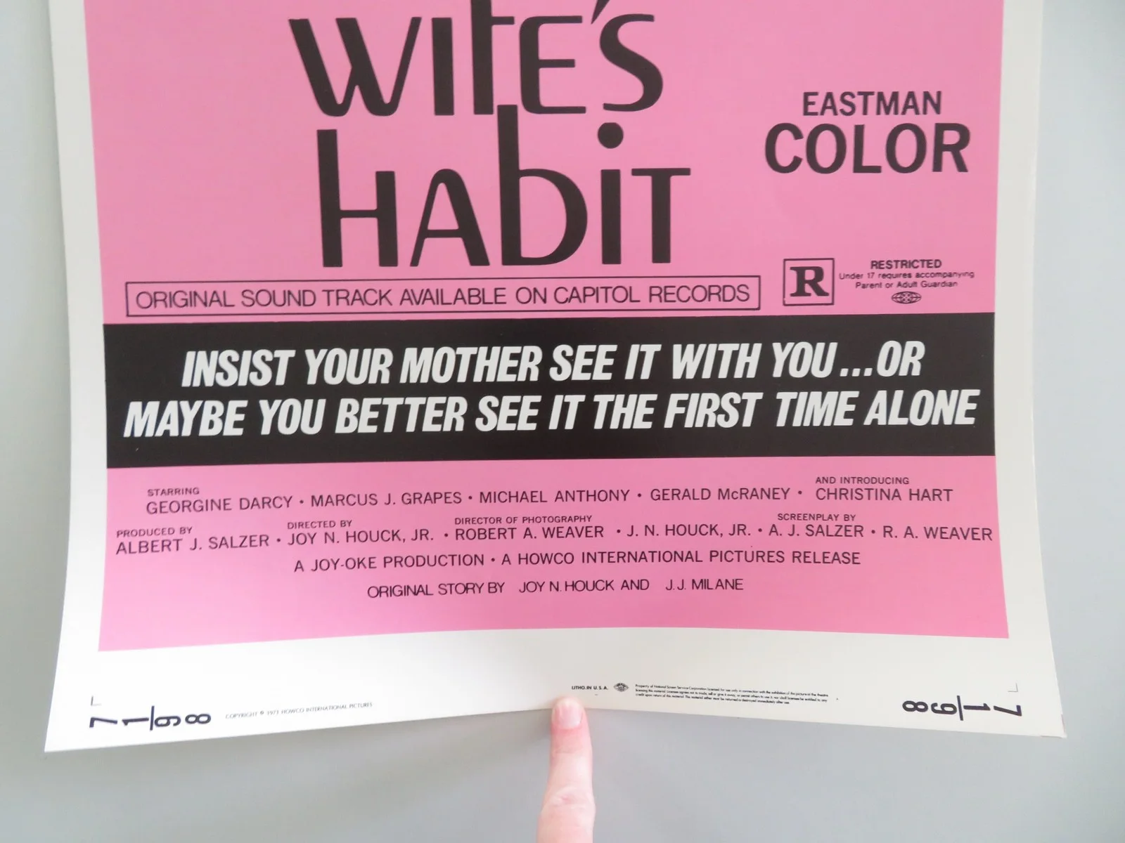 His Wife's Habit US Insert Poster Georgine Darcy Marcus J. Grapes 1971, изображение 4