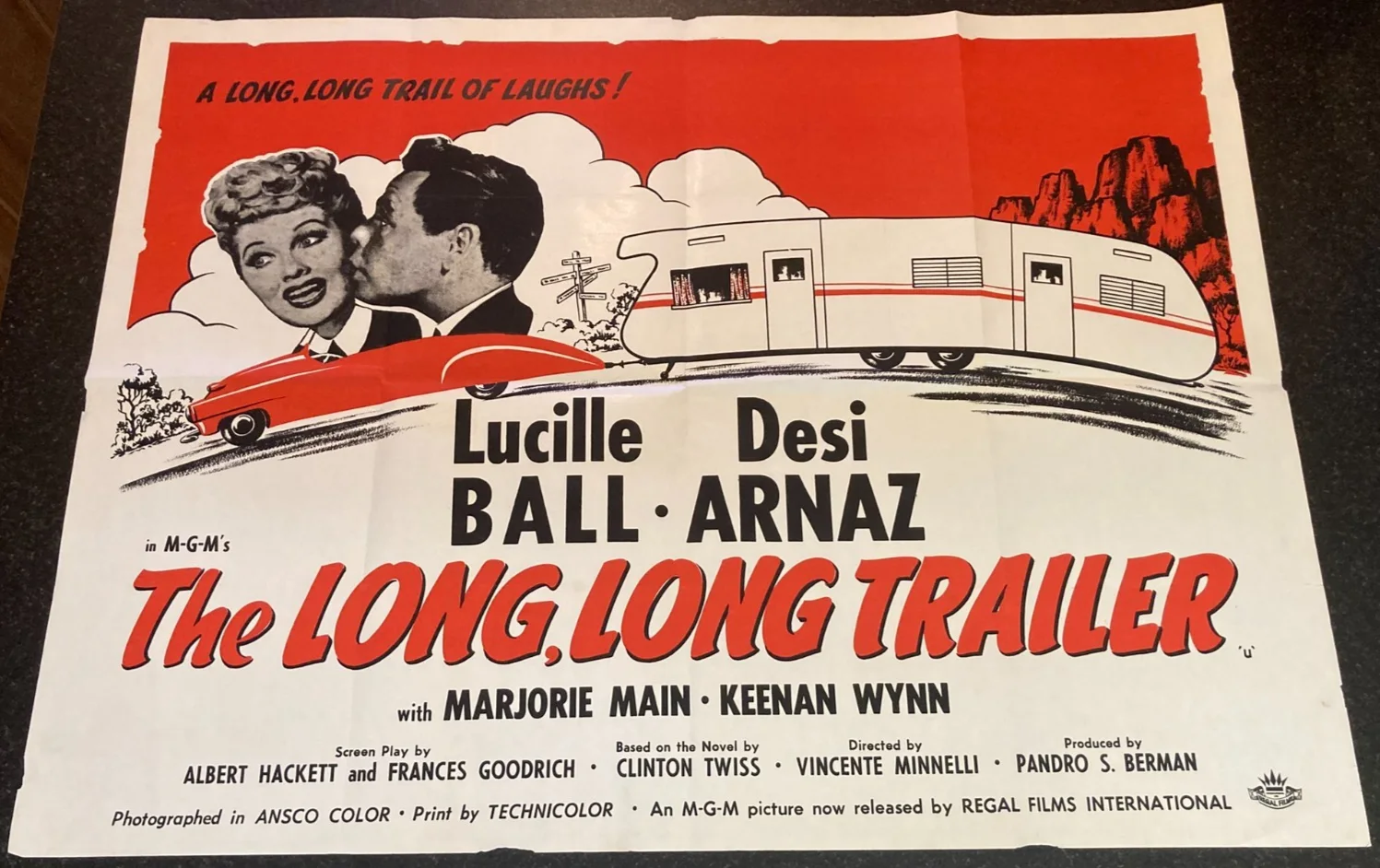THE LONG LONG TRAILER 1954 (V2) Original Cinema UK Quad Movie POSTER Ball Rare, изображение 2
