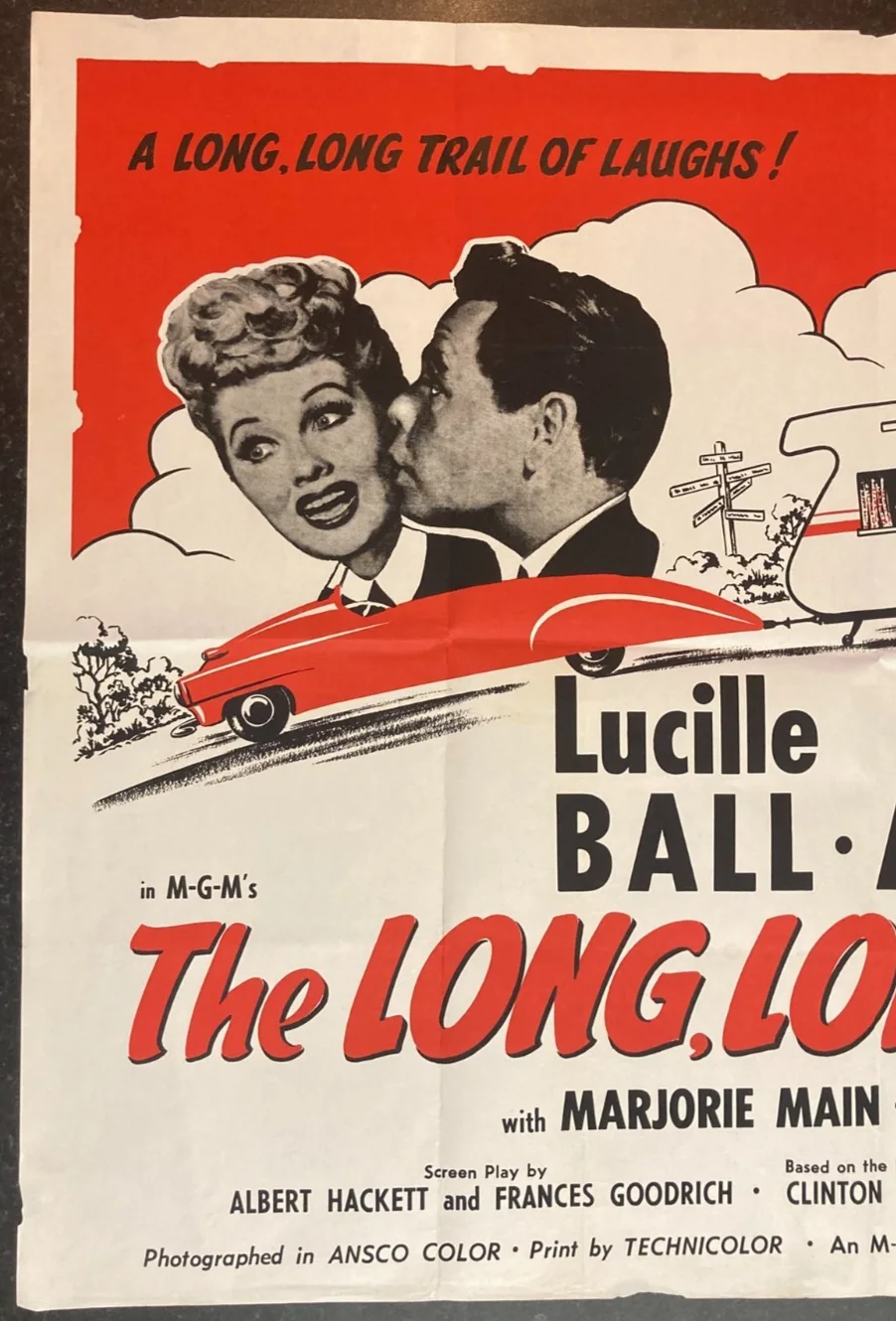 THE LONG LONG TRAILER 1954 (V2) Original Cinema UK Quad Movie POSTER Ball Rare, изображение 3