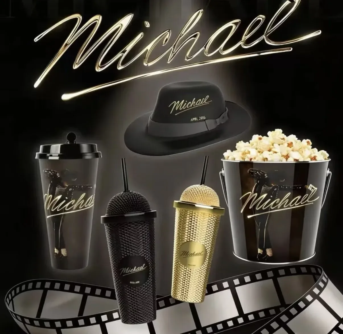 Michael Jackson Movie Gold~Black Microphone Cup Tumbler Cinema Exclusive ⭐SALE🎤, изображение 2