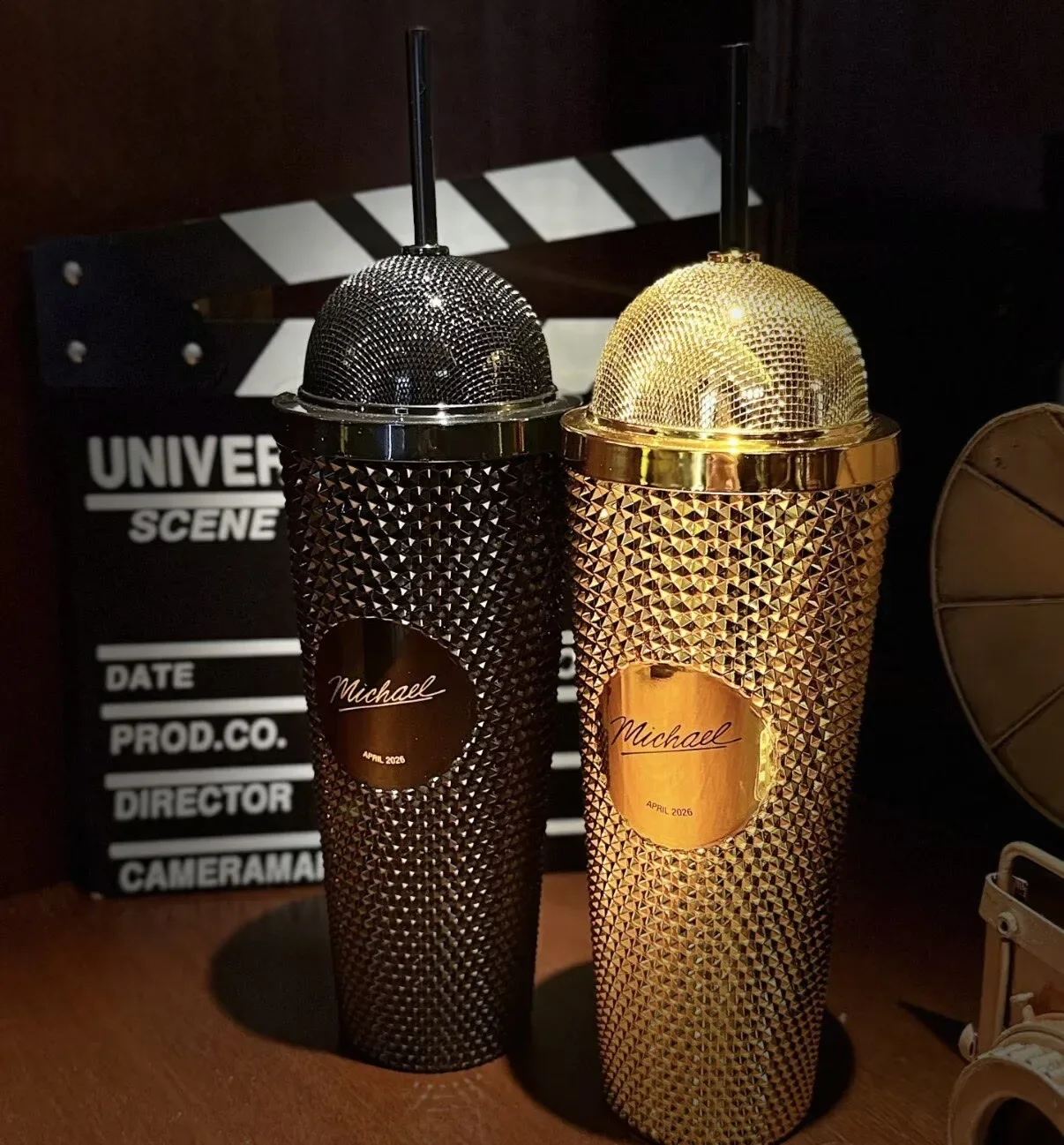 Michael Jackson Movie Gold~Black Microphone Cup Tumbler Cinema Exclusive ⭐SALE🎤, изображение 4