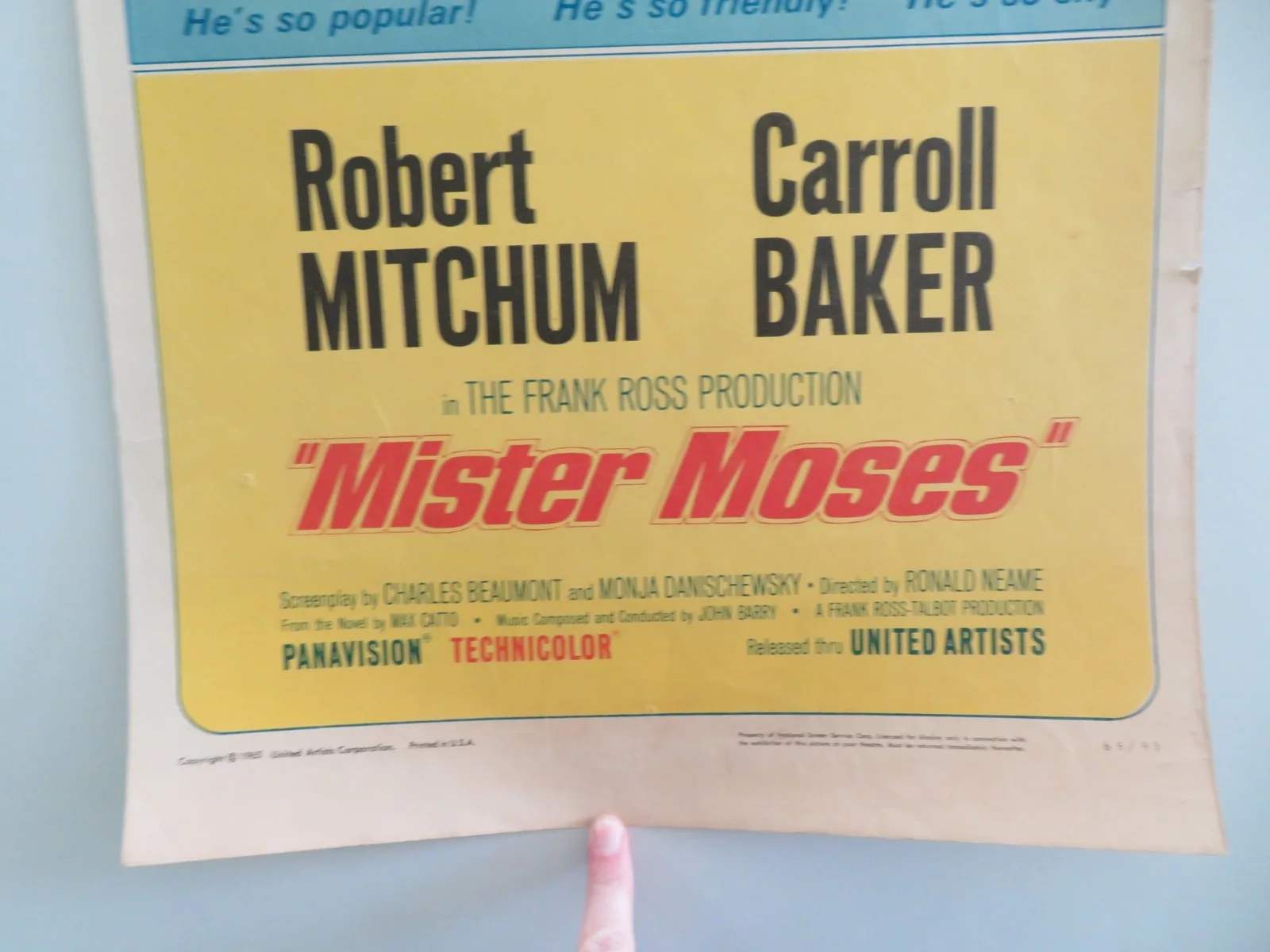 Mister Moses US Insert Poster Robert Mitchum Carroll Baker 1965, image 4