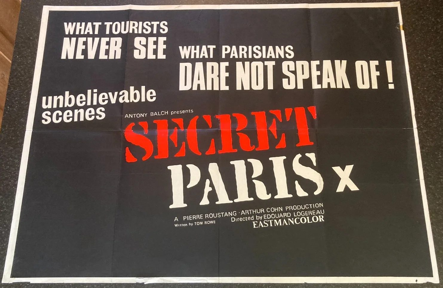 SECRET PARIS 1965 Original Cinema UK Quad Movie POSTER Shockumentary Rare, изображение 2