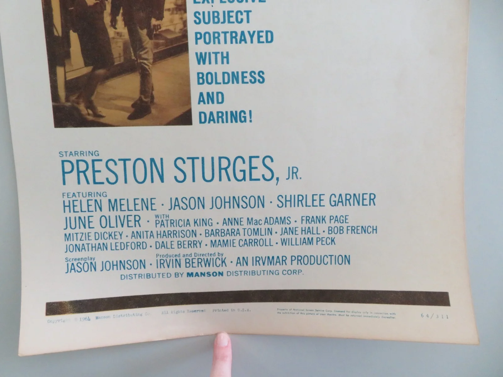 Strange Compulsion US Insert Poster Soloman Sturges Helen Melene 1964, image 4