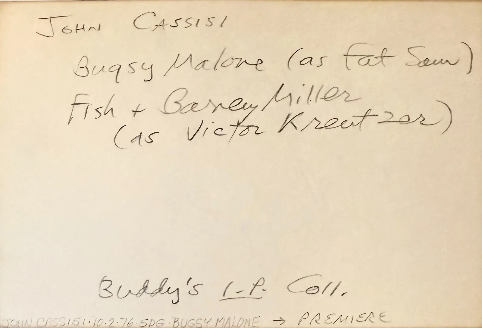 John Cassisi — JOHN CASSISI Signed Autographed 4x 6 INDEX CARD The Kentucky Fried Movie FISH, изображение 2