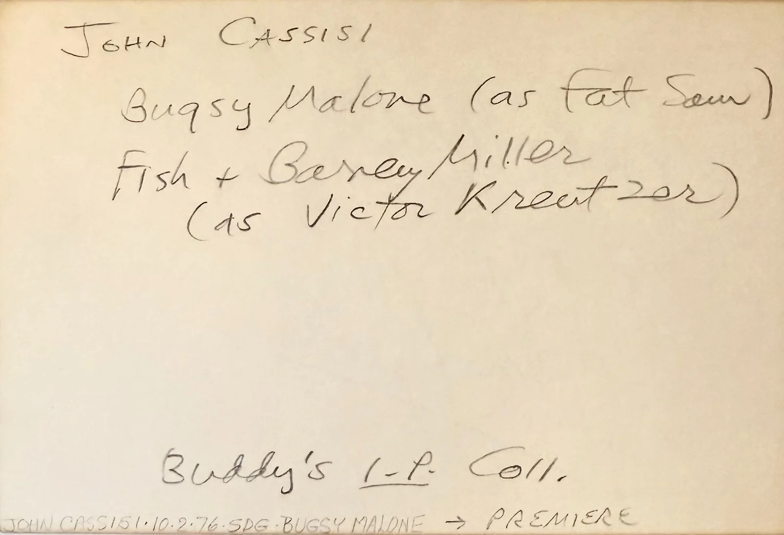 John Cassisi — JOHN CASSISI Signed Autographed 4x 6 INDEX CARD The Kentucky Fried Movie FISH, изображение 4