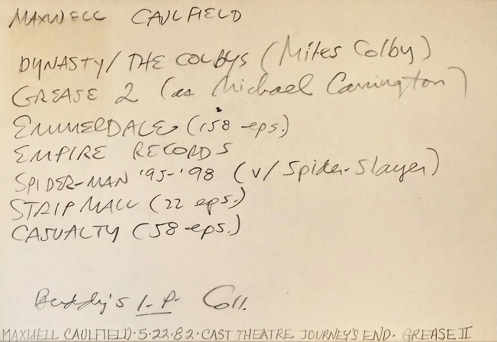 Maxwell Caulfield — MAXWELL CAULFIELD Signed Autographed 4x6 INDEX CARD The Colbys The Supernaturals, изображение 2