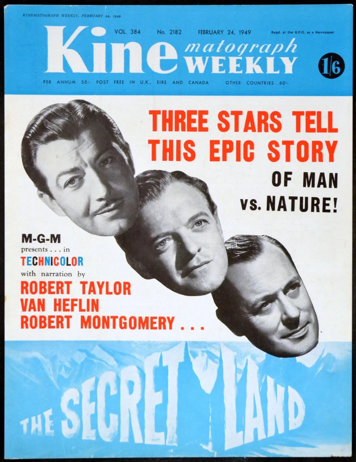 SECRET LAND 1948 Robert Taylor, Robert Montgomery 2 TRADE ADVERTS, изображение 2