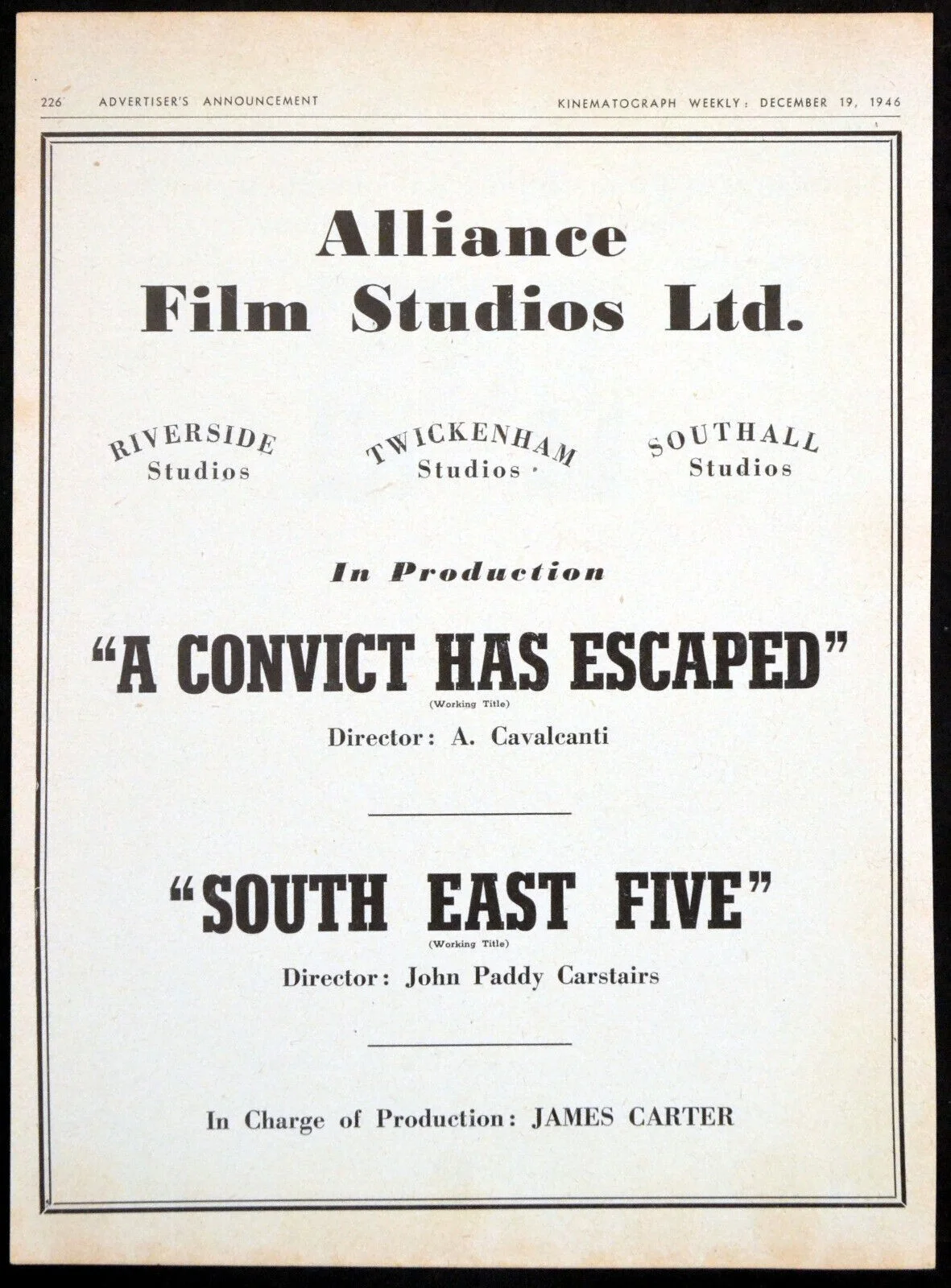 THEY MADE ME A FUGITIVE 1947 Sally Gray, Trevor Howard 4 TRADE ADVERTS, изображение 3