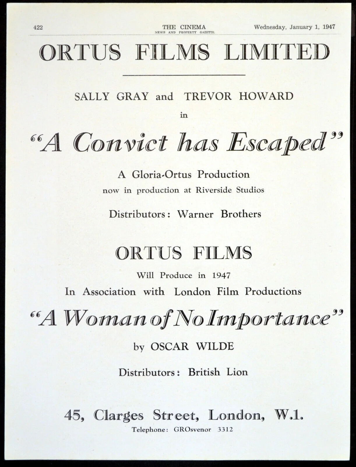 THEY MADE ME A FUGITIVE 1947 Sally Gray, Trevor Howard 4 TRADE ADVERTS, изображение 4