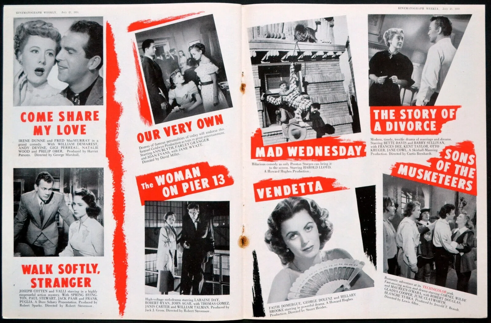 RKO PICTURES 1950 BORN TO BE BAD * CINDERELLA * WAGONMASTER TRADE ADVERT, image 3