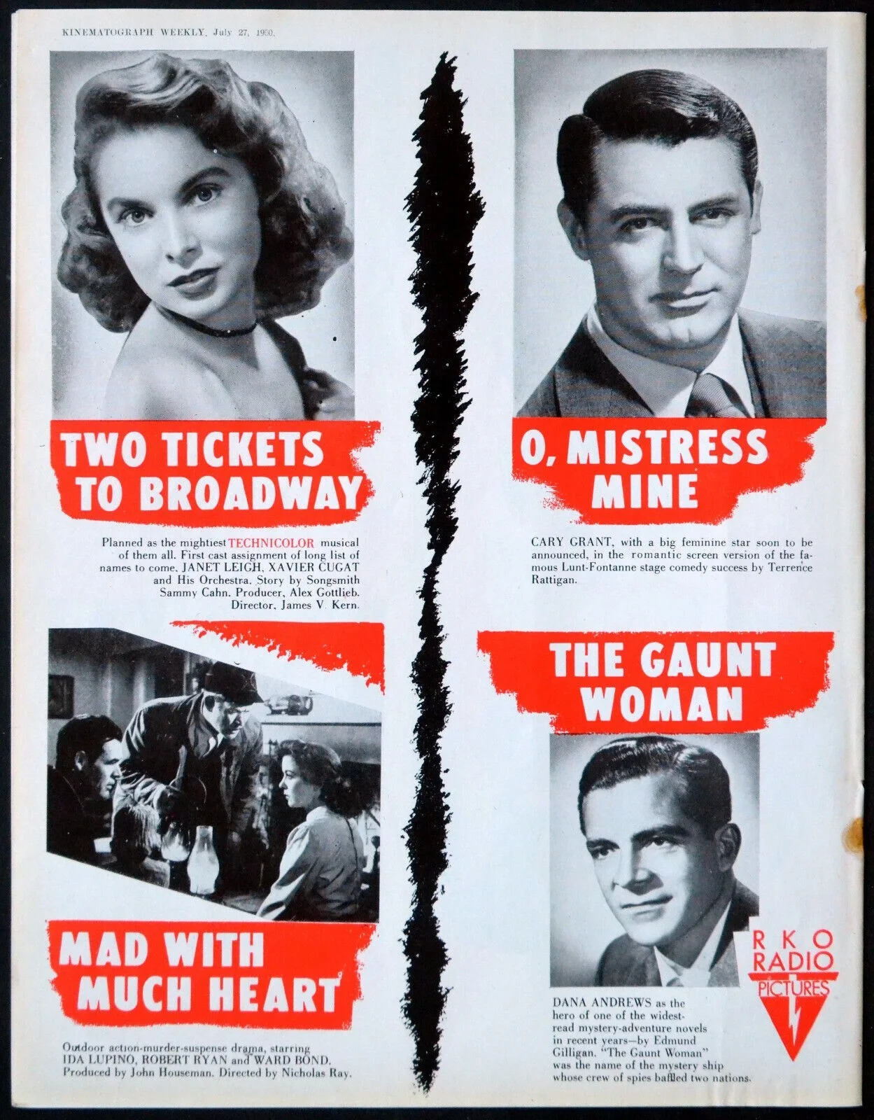 RKO PICTURES 1950 BORN TO BE BAD * CINDERELLA * WAGONMASTER TRADE ADVERT, image 5