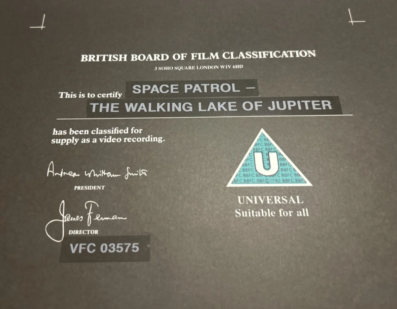 BBFC Black Certificate Card - 1963 Space Patrol S1E23 - Early Marionette Sci-Fi, изображение 3