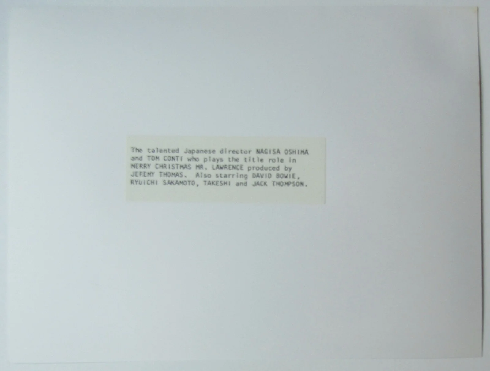 MERRY CHRISTMAS MR LAWRENCE - Press Photo/Still - Nagisa Oshima, Tom Conti, image 2