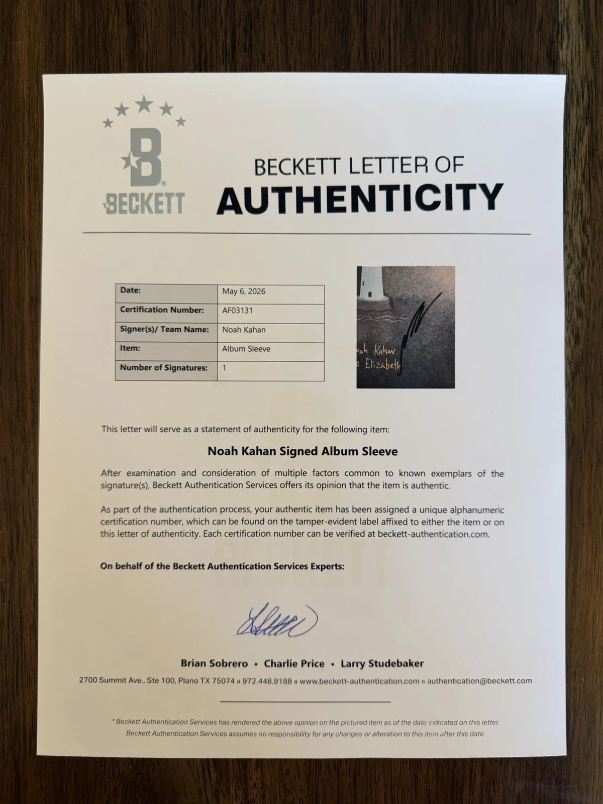 ‘Noah Kahan’ Signed Autograph Vinyl Album ‘Cape Elizabeth’ Beckett LOA, image 5