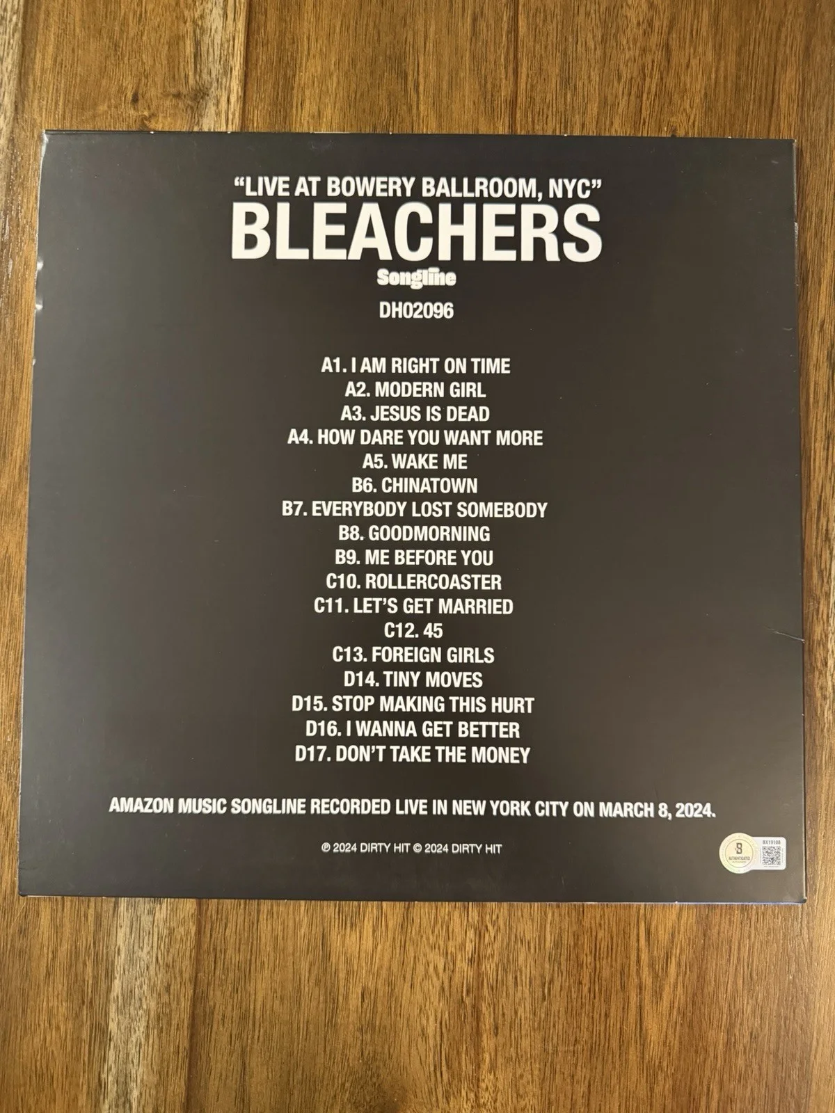 Jack Antonoff ‘Bleachers’ Signed Vinyl Album ‘Live At Bowery Ballroom’ Beckett, изображение 2