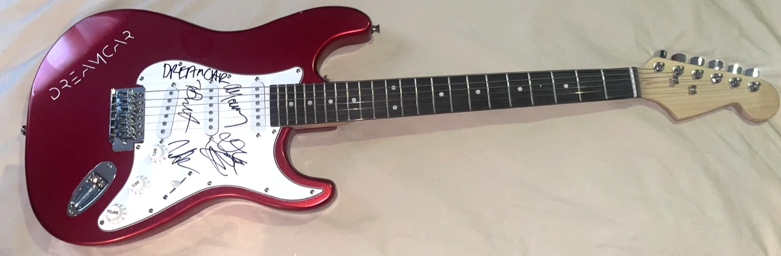Dreamcar Complete Group Signed Electric Guitar Autographed COA Davey Havok, image 3