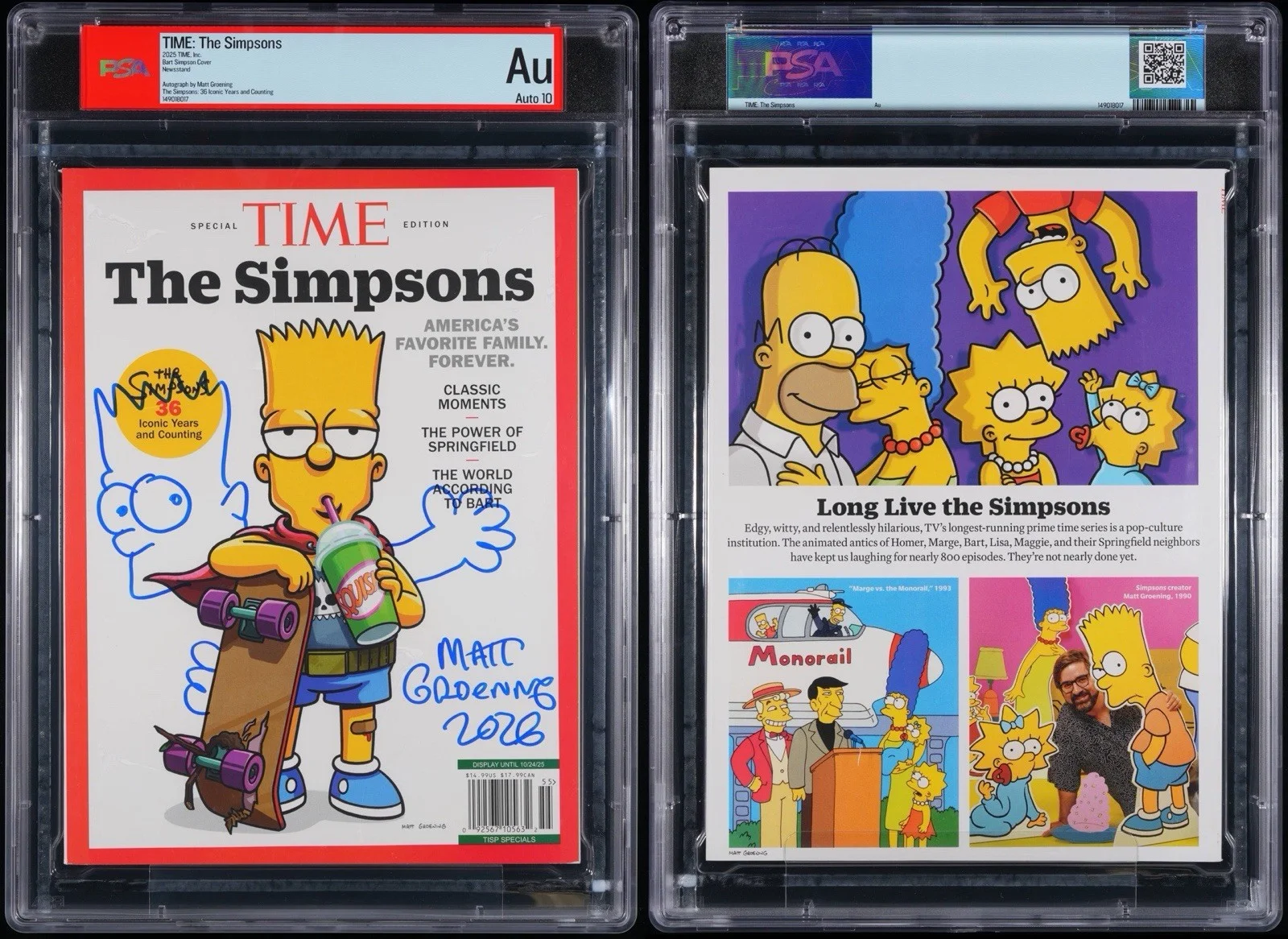 Matt Groening — Matt Groening Signed 2025 Time Special Edition Magazine Bart Simpson PSA 10 AUTO, image 3